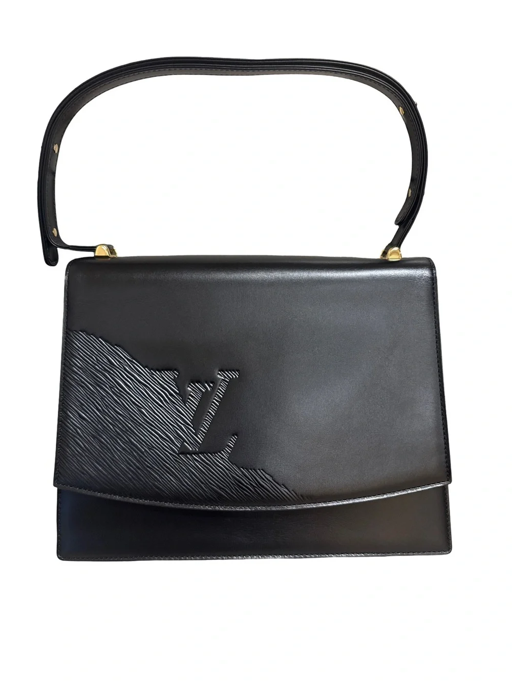 Louis Vuitton Black Leather Structured Top-Handle Satchel